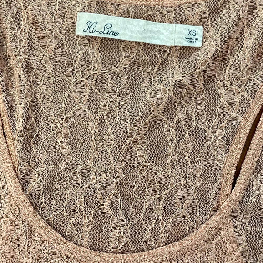[Hi-Line] Peach Lace Racerback Tank Top - Picture 3 of 4
